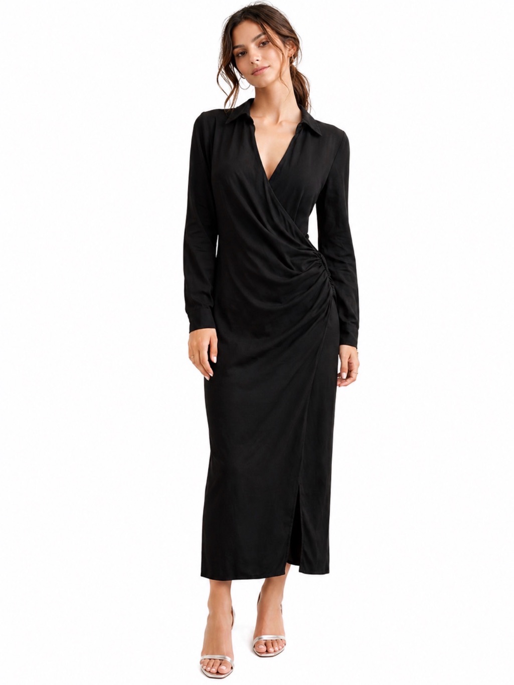 Zara Dress Black Long Sleeve Linen S